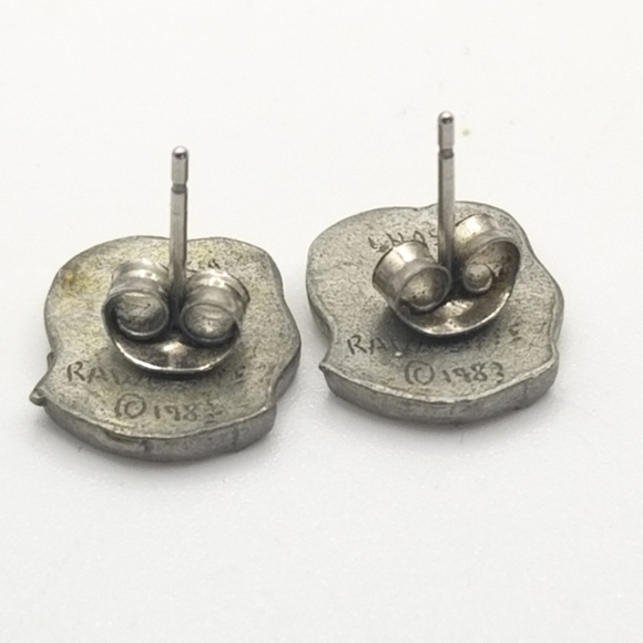 Rawcliffe Lhasa Apso Pewter Dog Head Earrings 1983 Vintage Puppy Animal - Picture 3 of 6